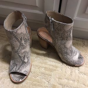 Snakeskin Peep Toe Booties